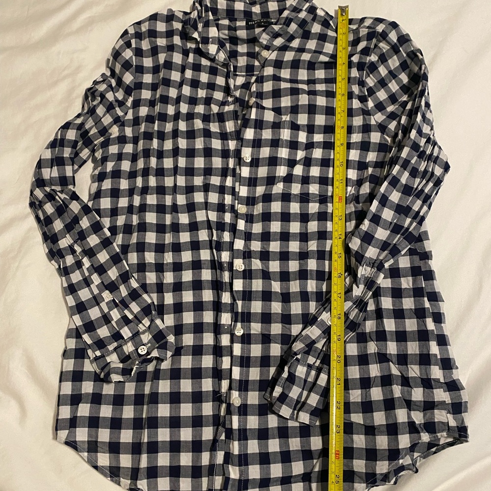 J.Crew Navy and White Gingham Button Down, 100% Cotton, Size Small - Picture 4 of 5